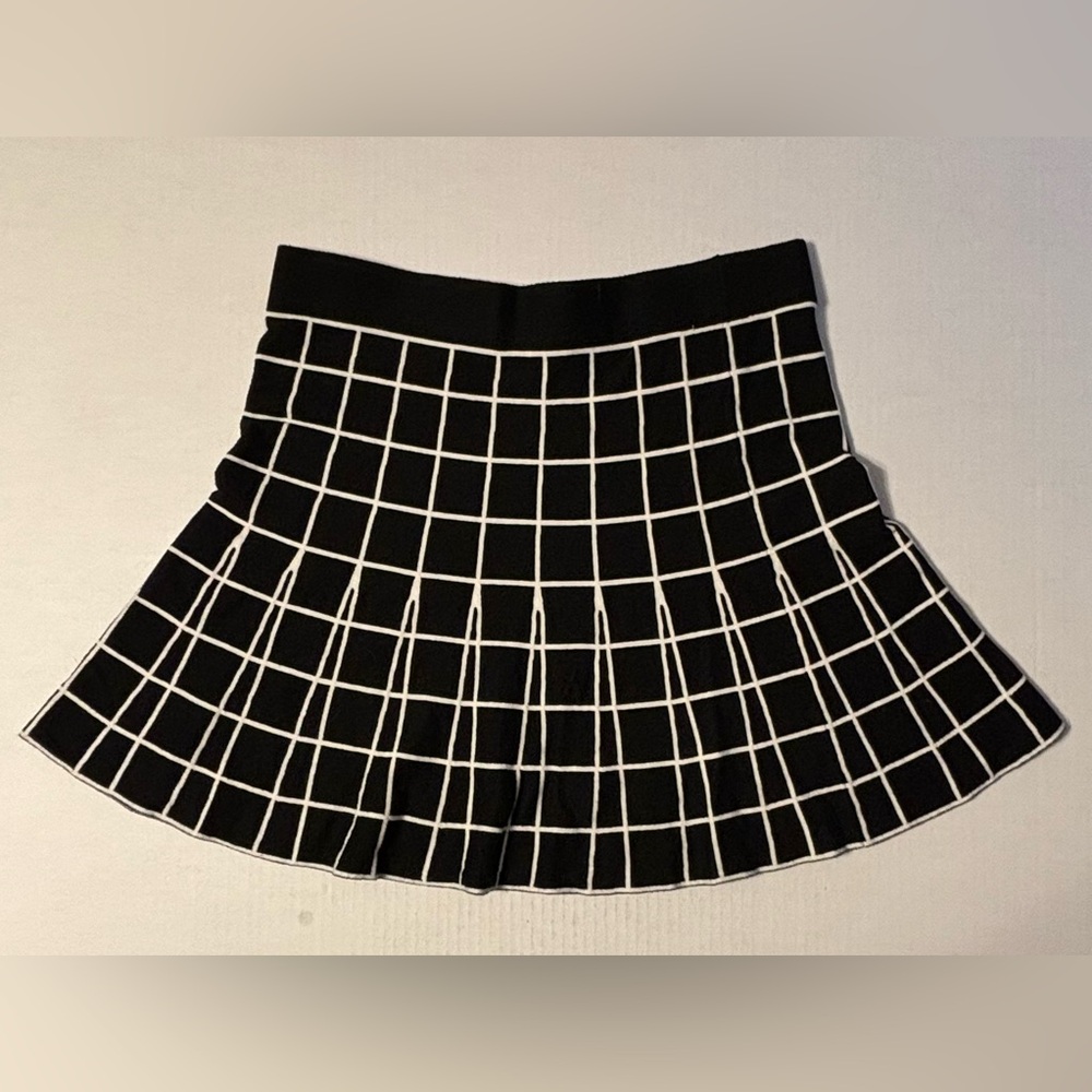 Loft by Ann Taylor Womens Skirt Size Large Plaid Black White Y2K 90s Pull On